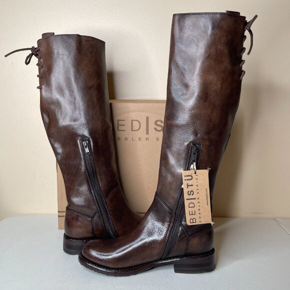 BED STU Manchester Distressed Brown Leather Tall Riding Boots BEDSTU Size 7 - Picture 2 of 16
